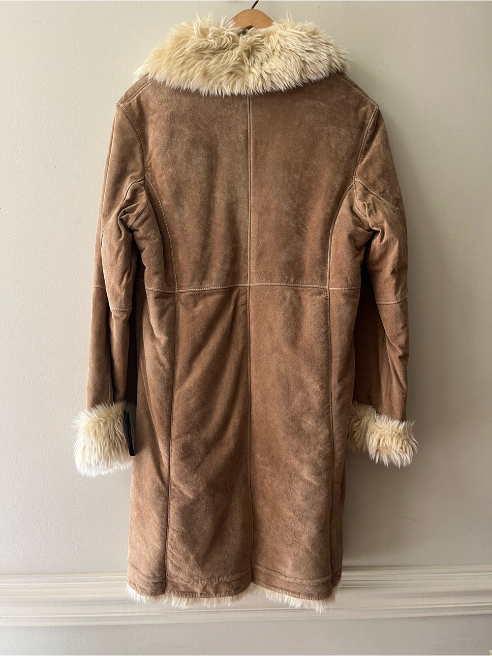Vintage Y2K Wilsons Leather Tan Penny Lane Coat with Faux Fur Trim Size L - Picture 4 of 6